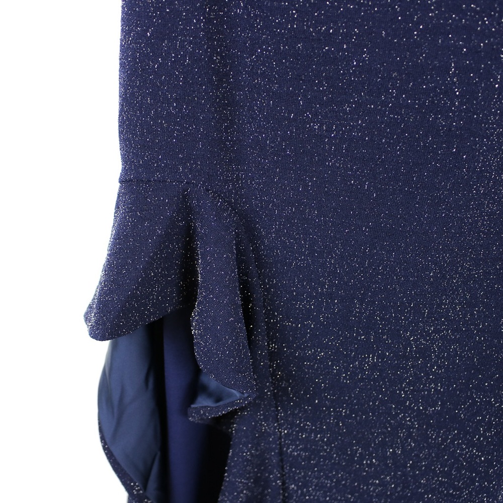 Blue Glitter Bandeau Asymmetrical Ruffle Dress - Picture 7 of 8